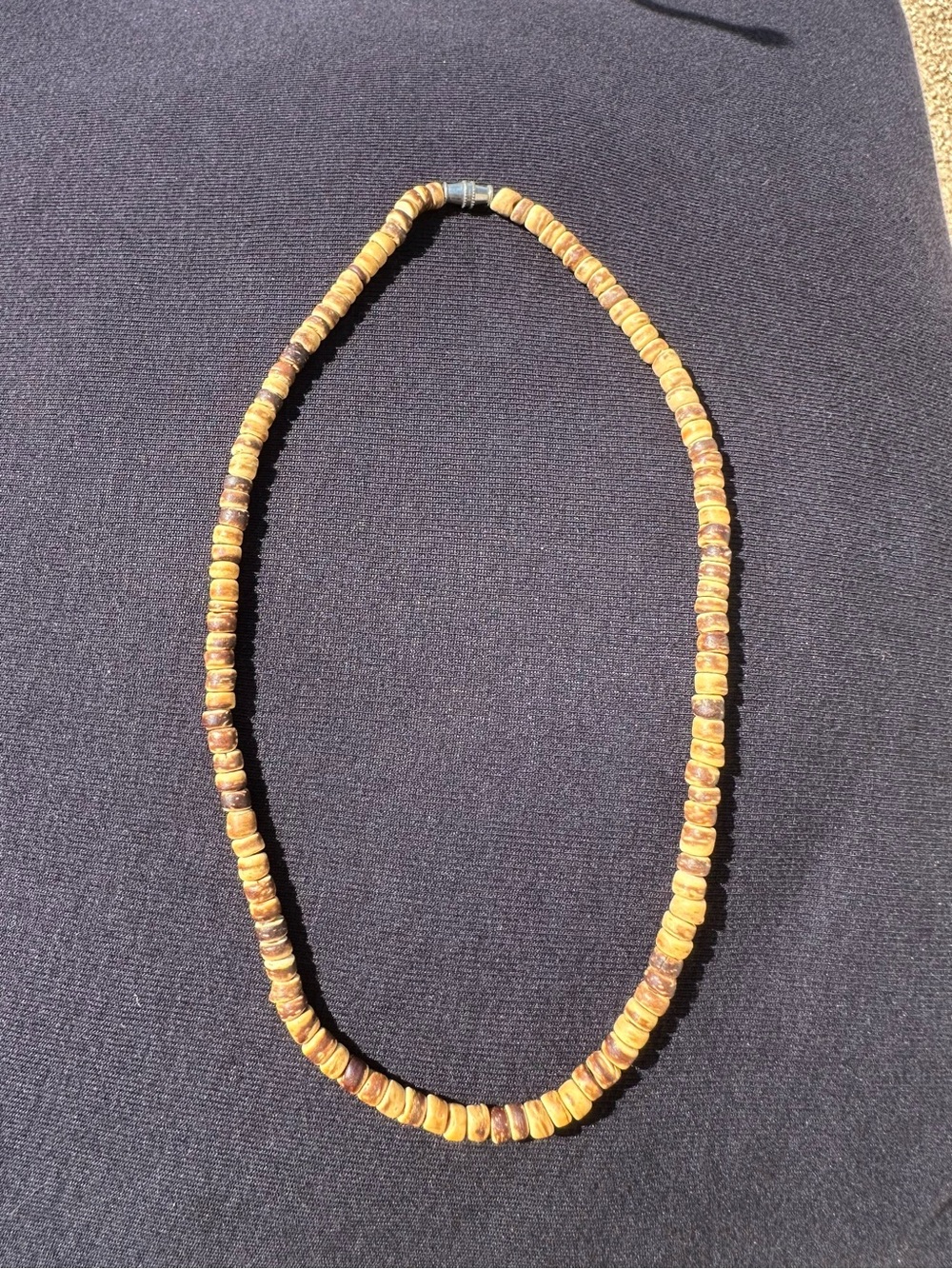Vintage 2000 Authentic Hawaiian Coconut Shell Heishi Bead Necklace - 15"